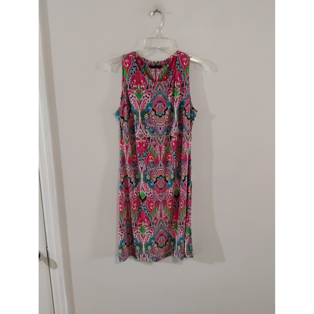 Tommy Hilfiger Pink Blue Paisley Medallion Sleeveless Sheath Dress Size 8